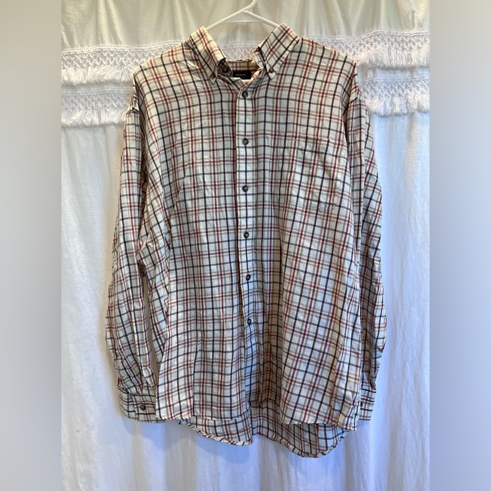 Arrow Men's Red and Black Plaid Casual Shirt